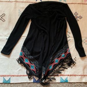 Black cardigan with southwest detail